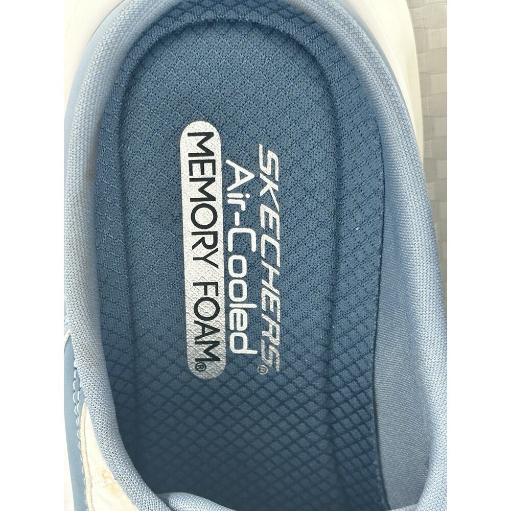 Skechers Cozy Fit Women Shoes Contour Memory Foam SZ 10 White/Blue Air Cooled - Picture 6 of 8